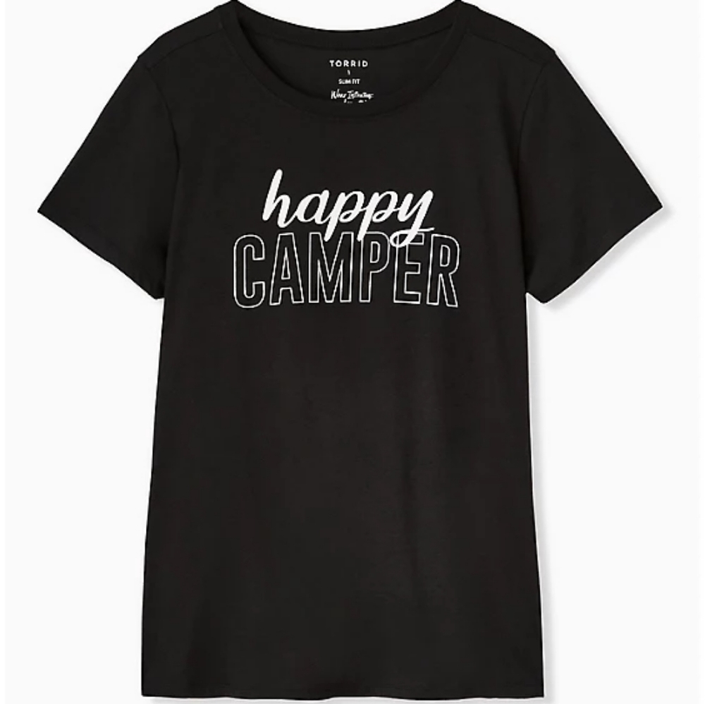 TORRID - HAPPY CAMPER BLACK CREW TEE